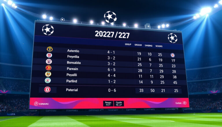Liga de Campeones de la UEFA: tabla de posiciones 2026/27